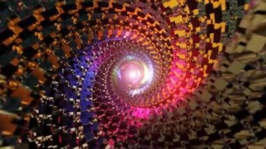 Sonsuz gelecekten gelen neon ışıkları olan bir uzay tüneli. Müzik videosu, EDM kulüp konseri, yüksek teknoloji arka planı için fütüristik VJ kusursuz döngü hareketi grafikleri.