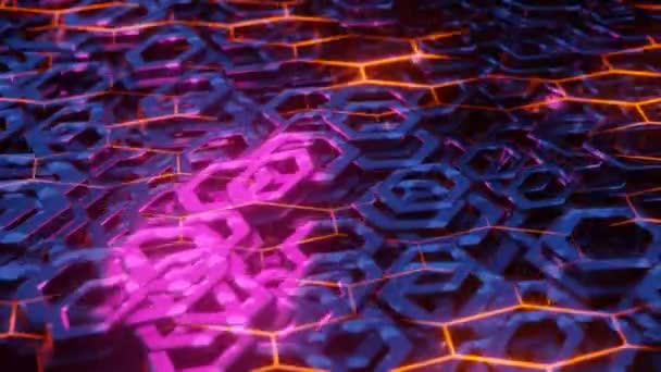 Mouvement d'onde de forme hexagonale. Futuriste sci-fi VJ Loop. Fond abstrait, rendu 3d. — Video