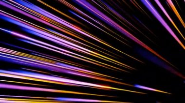 Soyut yönlü neon çizgileri geometrik arkaplan. Kusursuz VJ döngüsü. Dijital Pembe, Turuncu ve Mavi Neon Tüpler Aydınlatıcı. 3d hazırlayıcı.