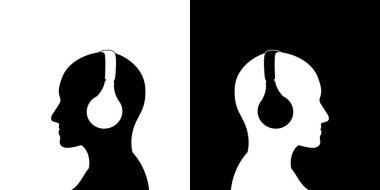 Kulaklık profili simgesi olan adam siyah beyaz.