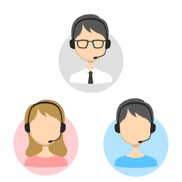 Call Center Hotline Team Mit Headset Unterstützung — Stockvektor