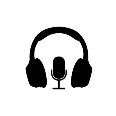 Podcast radyo için mikrofon kulaklığı simgesi