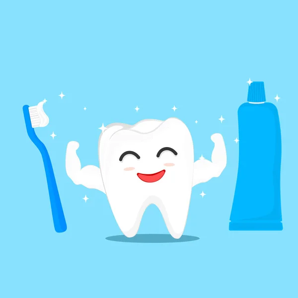 Happy Teeth Brush Toothpaste — Stock Vector