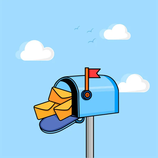 空の背景に封筒付きのメールボックス — ストックベクタ