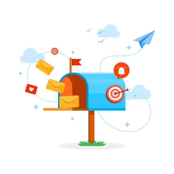 Mailbox Email Marketing Vede Zákazníkovi — Stockový vektor