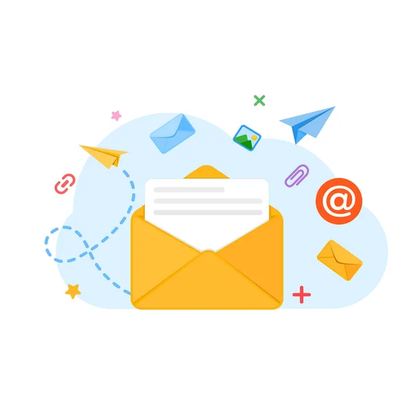 Campagne Email Ouverte Marketing Publicitaire — Image vectorielle