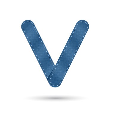 Mavi Jeans beyaz arka planda, fütüristik f ile V yazı tipi vektör