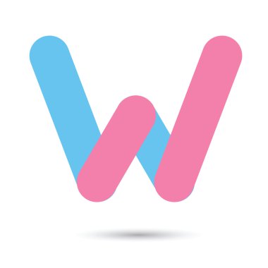 Beyaz arka planda, giyemiyordu mavi ve pembe renkle w yazı tipi vektör