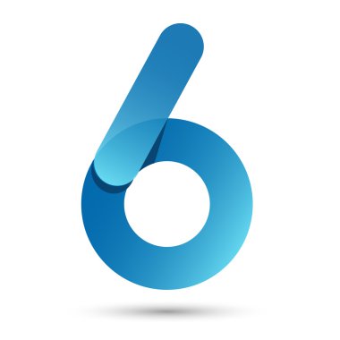 Beyaz arka planda mavi renkli Altı Numaralı Papercut stili