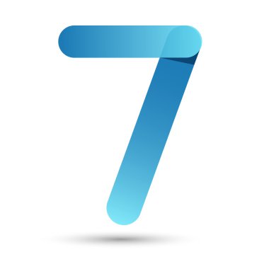 Beyaz arka planda mavi renkli Yedi Numaralı Papercut stili