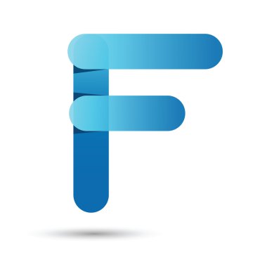 Beyaz arka plan üzerinde mavi renkli F yazı tipi vektörü, Fütüristik fo