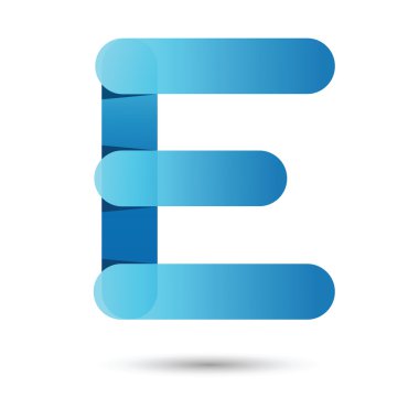Beyaz arka plan üzerinde mavi renkli E yazı tipi vektörü, Fütüristik fo