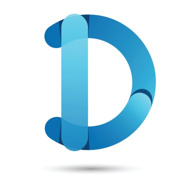 Beyaz arka plan üzerinde mavi renkli D yazı tipi vektörü, Fütüristik fo