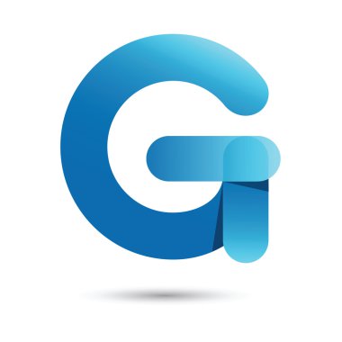 Beyaz arka plan üzerinde mavi renkli G yazı tipi vektörü, Fütüristik fo