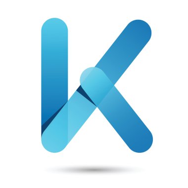 Beyaz arka plan üzerinde mavi renkli K yazı tipi vektörü, Fütüristik fo