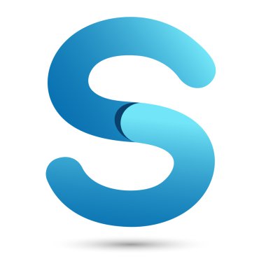 Beyaz arka plan üzerinde mavi renkli S yazı tipi vektörü, Fütüristik fo
