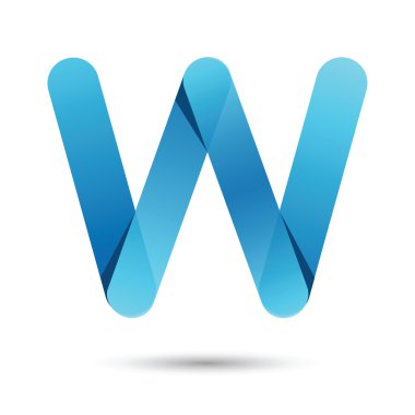 Beyaz arka plan üzerinde mavi renkli W yazı tipi vektörü, Fütüristik fo