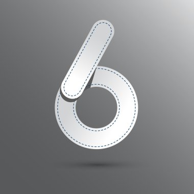 Beyaz ve gri renkle altı numara. Vektör tasarım şablonu el