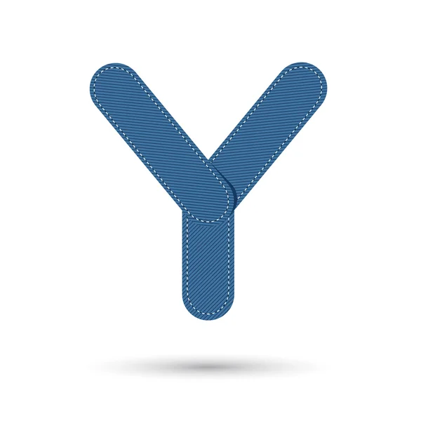 Y font vector with blue Jeans  on White background, Futuristic f — Stock Vector