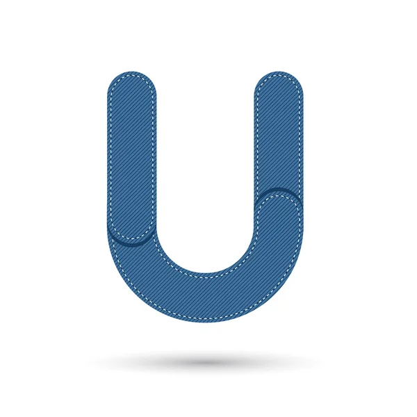 U font vector with blue Jeans  on White background, Futuristic f — Stock Vector