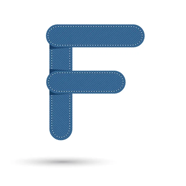 F lettertype vector met blue Jeans op witte achtergrond, futuristische fo — Stockvector