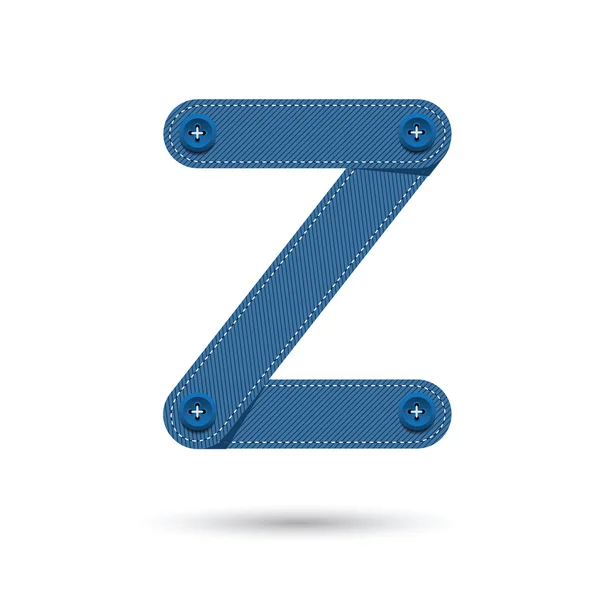 Z font vector with blue Jeans on White background, Futuristic fo — Stock Vector