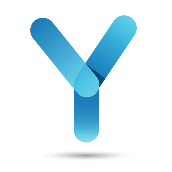 Y Schriftvektor mit blauer Farbe auf weißem Hintergrund, futuristisch — Stockvektor