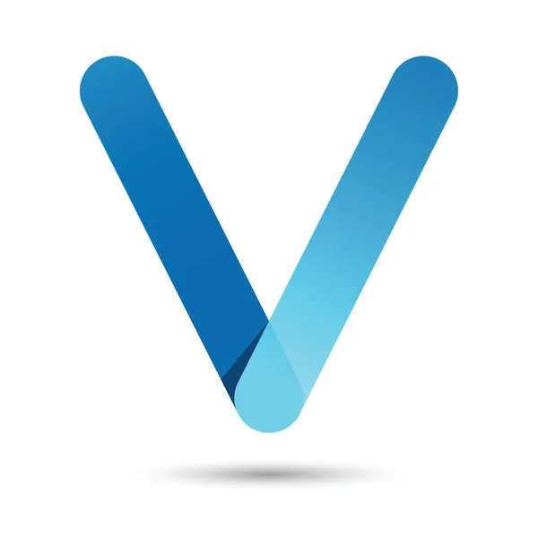 V-Schriftvektor mit blauer Farbe auf weißem Hintergrund, futuristisch — Stockvektor