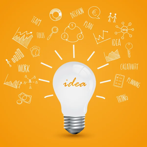 Idea de bombilla. concepto de grandes ideas inspiración innovación. 5. — Vector de stock