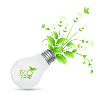 Eko enerji tasarım ağaç bulbs.vector ilusstrati gelişen
