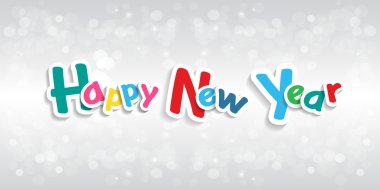 Yeni yıl, tam renkli metin stiliyle kağıt kesme, vektör tasarım