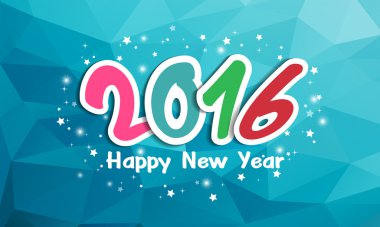 mutlu yeni yıl 2016 üzerinde çokgen arka plan, vektör 