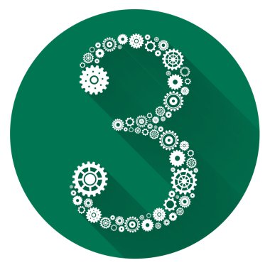 Gears uzun gölge ile oluşturduğu üç numara. Eps10 Illustratio