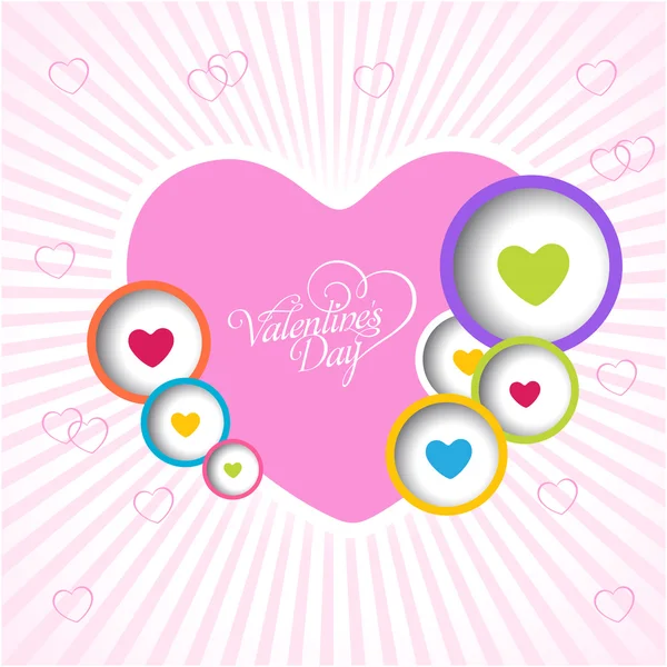 Mutlu sevgililer günü aşk Tebrik Kartı Renkli tam Kalp ile . — Stok Vektör