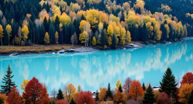 Dağlardaki güzel göl manzarası