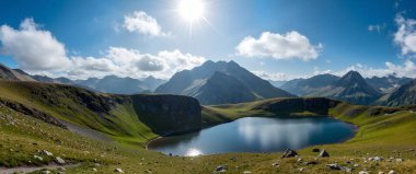 beautiful view on lake in the alps