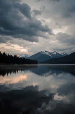 Dağlardaki güzel göl manzarası