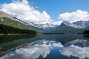 lake with rocky mountains and blue sky. banff national park. canada.