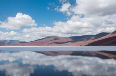 a beautiful view of a mountain landscape with a lake in the mountains