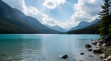 Güzel göl manzarası