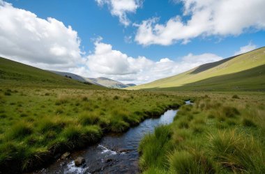 Dağlardaki gölün güzel manzarası