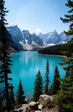 Arka planda göl ve dağlar