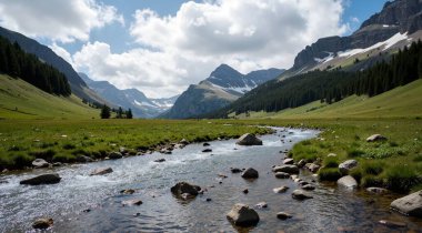 mountain river and mountain valley, nature and landscape