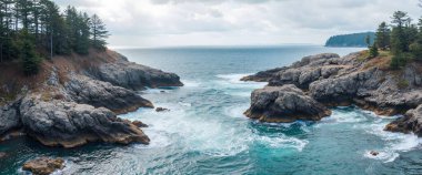 aerial view of the rocky coast of vancouver, british columbia, canada