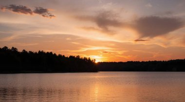 beautiful sunset at lake, nature background