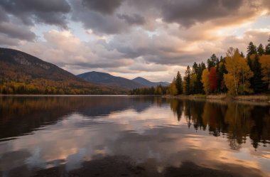 a beautiful shot of the lake with mountains in the background during sunset