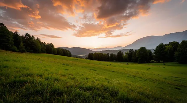 picturesque sunset in the italian mountains