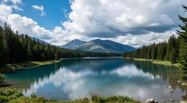 Dağlardaki güzel dağ gölü