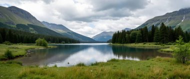 Dağlı ve ormanlı göl