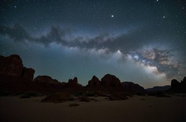 beautiful landscape of milky way and star moon